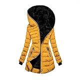WWricotta lammfellimitat Mantel Sweatjacke mit Kapuze Elegant Herbst Winter Warme Baumwolle Parka Mantel Midi Lang Wintermantel Outdoor Sport Hiking Radfahren Outdoorjacke Funktionsjack