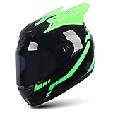 TYYCKJ Motorrad mit Hörnern modularer Integralhelm DOT-zugelassener Motorrad-Moped Streetbike Racing Flip-Top-Helm mit Sonnenblende geeignet für Erwachsene, Junge Männer und F