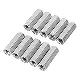 10 Stücke M6 Lange Stangenmutter Sechskantmutter Innengewinde Gerade Passend Sechskantstange Gewindestange Rod Studding Hex Verzinkt (M6*30)