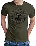 OM3® Yggdrasil-Tree-of-Life T-Shirt | Herren | Vikings Wikinger Symbol Nordic Warrior | Oliv-SW, L