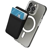 Sinjimoru Magnetischer Handy Kartenhalter für MagSafe, Kreditkartenetui Handy Wallet kompatibel mit MagSafe Zubehör Magnetic Card Holder für iPhone13,12/ Mini/Pro/Pro Max. M-Basic Schw