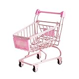 YUIf Mini Supermarkt Handcart Einkaufswagen Desktop Decor Kosmetische Lippenstift Lagerkorb Spielzeug Geschenk Falten Große Kapazität Trolley Für Mädchen Kind Simulation Handcart 716 (Color : A)