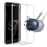 Carantee 2 Stück Panzerglas Schutzfolie für Samsung Galaxy S7 Edge, [HD Klar] [Anti-Kratzen] [Anti-Fingerabdruck] [Ultradünn], Gebogene Kante Panzerglasfolie Display