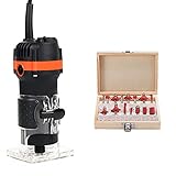 EUNEWR Einhandfräse,220V 1000W 32000r/min Elektrische Oberfräsen,1/4' Aluminium-Holzverarbeitung Schneidwerkzeug für Holzbearbeitung Holz- und Möbeln,Trimmen Schlitzkerb