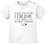 MoonWorks® Baby T-Shirt Kurzarm Babyshirt I Drink and I Know Things Milch Jungen Mädchen Shirt weiß 68/74 (4-9 Monate)