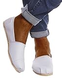 Leif Nelson Herren Espadrilles Gestreifte Schuhe für Freizeit Urlaub Freizeitschuhe für Sommer Flache Männer Sommerschuhe Sneaker Weiße Schuhe für Jungen Slipper LN101S; 42, Weiß