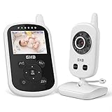 GHB Babyphone mit Kamera Video Baby Monitor 2,4 GHz Gegensprechfunktion ECO Modus Nachtsicht Temperatursensor Schlaflieder Lange Akk