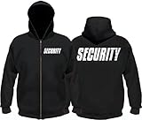 Coole-Fun-T-Shirts Security - Sweatshirtjacke mit Kapuze - reflektierende Folie schwarz Gr.XL