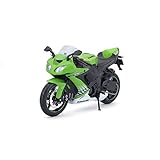 Bauer Spielwaren 2049757 Maisto Kawasaki Ninja ZX-10R: Originalgetreues Motorradmodel, Maßstab 1:12, mit Federung und ausklappbarem Seitenständer, grün (531187)