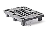 Kunststoff Halbpalette 80 x 60 im halben Europaletten-Maß | nestbar mit 6 Füßen | bis 600kg dynamsiche Tragkaft | bis 1.000 kg statische Traglast | 800 x 600 mm | schwarz (80)