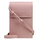 Kuratist Kleine Damen Handytasche zum Umhängen - ALEA mit vielen Fächern und verstellbarem Gurt, kompatibel mit iPhone 12/11/XR/Xs und Galaxy S21/S20/S10 aus Mikrofaser (Pink)