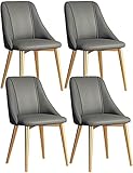 YCKL Gartenstuhl Esszimmerstühle Set von 4 modern wasserdicht Pu.Leder Küche Wohnzimmerstühle mit Metallbeinen und Rückenlehnenstühle(Farbe:dunkelgrau,Größe:Schwarzgoldfüße) einfache I