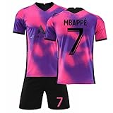 SkibnrPARA 21-22 Heim-/Auswärtstrikot Nr.4 Sergio Ramos Nr.7 Mbappé Nr.10 Neymar Nr.11 Di María Nr.30 Messi, Kurzarmtrikot Shorts Set für Fußballtrikot für Erwachsene und Kinder Adult,Nr.7 Mbappé,26