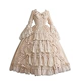 PPangUDing Mittelalterkleid Damen Vintage Gothic Steampunk Viktorianischen Renaissance Cascading Ruffle Prinzessinkleid Abendkleider Partykleid Halloween Karneval Cosplay Kostü