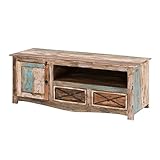 MÖBEL IDEAL TV Lowboard Largo TV Board im Vintage Shabby Chic Stil Massivholz Bunt Mehrfarbig 140 cm B