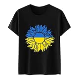 Ukraine Tshirt Damen: Kurzarm Shirts Locker Lässiges T-Shirt Tunika Basic Rundhals Oberteile Bequemes Sportshirt Jumper Pullover Sommer Mode Blusenshirt Klassisch Laufshirt Outw