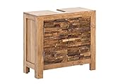 Woodkings® Waschbeckenunterschrank Holz Akazie rustikal Matay Waschtischunterschrank massiv Badmöbel Badezimmer Badezimmerschrank Badschrank Bad Unterschrank M