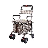 Einkaufswagen Zusammenklappbarer Einkaufswagen mit 4 Rädern Einkaufswagensitz, einfach Treppen zu erklimmen, zum Einkaufen, Picknick, Home Storage Utility C