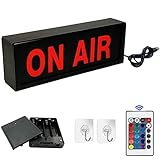 ON AIR Leuchtschild, LED-Wandleuchte, Batterie- und USB-betrieben mit Fernbedienung und Haken, viele Beleuchtungsmodi, für Tonstudio, Home Office, Podcast Live, Schreibtischdek