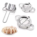 Xiuyer Knödelform Edelstahl, 2 Größen Knödel-Hersteller Ravioli Dumpling Maker mit 1 Teigpresse Rollschneider Biscuit Cookies Gebäck Drücken Cutter Küche Werkzeuge(7,5 8,5 9,5 cm)