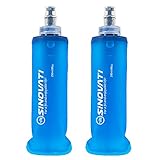 SINOVATI® TPU Faltbare Trinkflaschen, Soft Flask, Wasserflasche BPA-Frei Sportflasche für Trinkrucksack, Fahrrad, Wandern,Joggen,Camping und Klettern (Blau, 500ml x 2)