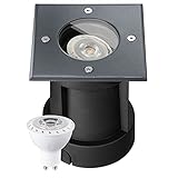 LED Bodeneinbaustrahler Set - Schwenkbar - Anthrazit RAL7016-7W LED GU10 von LEDANDO - warmweiß - eckig - IP67