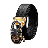 Without Herrengürtel Mens Gürtel Leder Ledergürtel Leder Herren Leder Schnalle Ledergürtel Automatische Checkoff-Gürtel Luxus Ledergürtel Design Gürtel (Belt Length : 115CM, Color : Gold)