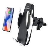 Kabelloses Kfz-Ladegerät, 10 W/7,5 W, Qi, Lüftungsschlitz, automatisches Klemmen, kabellos, kompatibel mit iPhone Xs MAX/XS/X, Samsung Galaxy Note 9/S10/S9, Induktionsladeg