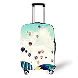 Morbuy 3D Heißluftballon Drucken Reise Kofferhülle Kofferschutzhülle Elastisch Abdeckung Waschbar Kofferschutz Kofferbezug Reisekoffer Hülle Gepäck Luggage Cover mit Reißverschluss (B,M)