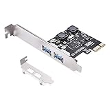 ELUTENG PCIE USB 3.0 Karte 2 Port, PCIE auf USB mit bis zu 5 Gbit/s mit PCI-E auf USB 3.0 Anschluss USB 3.0 PCIe Controller Adapter für Windows XP/7/8/8.1/10