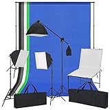 vidaXL Fotostudio Set Aufnahmetisch Studioleuchte Hintergrundsystem Softbox Hintergrund Fototisch Studiolampe Studioset Stativ Trag