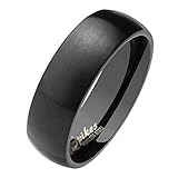 Paula & Fritz® matt poliert 6mm breit Edelstahlring Damen-Ring Verlobungs-Ring Freundschaftsring Herrenring Partnerring Dome schwarz 47 (15)