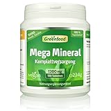 Mega Mineral, 1300 mg, hochdosiert, 100% Tagesbedarf, 180 Tabletten - alle wichtigen Mineralien und Spurenelemente. OHNE künstliche Zusätze, ohne Gentechnik. Veg