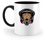 Affen DJ - Party Schimpanse Musik Gaming Liebhaber Freund Tier Geschenk Cool Geburtstag - Zweifarbige Tasse -330ml-Schw