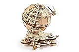 UGEARS 70128 Globus Mechanisches Model 3D - Spinning Globe mit Shuttle und Sputnik Modellbausatz aus Holz - Modellbausätze aus Holz für Erwachsene - Wunderschönes Geschenk und Wohnk