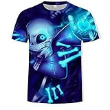 ranrann T-Shirt Männer 3D Totenkopf Skelett Druck Oberteil Kurzarm Shirt Unterhemd Rundhals Loose Fit Top Halloween Kostüm Gr. XXS-XXXXXXL Typ F 6XL