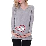 Humor Umstands-Top Shirt Lustige Schwangerschaft Schwangere T Shirts Langarm Gr. M, Fußabdruck, g