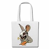 Tasche Umhängetasche ZOMBIE HASE OSTERHASE KARNICKEL RAMMLER LIFESTYLE FASHION STREET WEAR HIPHOP LEGENDARY SALSA Einkaufstasche Schulbeutel Turnbeutel in Weiß