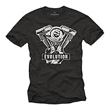 Geschenke für Motorradfahrer - Biker Evolution Davidson T-Shirt Motorrad Motor - schwarz mit Aufdruck XL