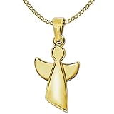 Clever Schmuck Set Goldener Anhänger Engel 15 mm schlicht abstrakt geschlossen hochglänzend poliert und Kette Weitpanzer 45 cm, beides 333 GOLD 8 KARAT im E