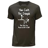 Stuff4 Herren/XXX Groß (3XL)/Dunkelbraun/Rundhals T-Shirt/Funny You Can't Fix Stup