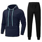 Jogginganzug Herren Set, Trainingsanzug Herren XL, Sportanzug Herren Suit Langarm, Männer Freizeitanzug Hausanzug Kuschelig Lässiger Streetwear Anzug Moden Solid 2-Teiliger Hoodies und Jogging