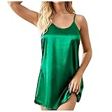 Träger Kleid Sleepwear Dessous Satin V-Ausschnitt Pyjamas Mini Nachtrock Hausanzug Erotik Strapsen Reizvolle Lingerie Hausanzug Teenager M