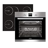 Simfer Einbau Herdset | Backofen + Kochfeld | Autark | 60 cm | 7 Funktionen | Digitaler Timer | 4 Zonen Glaskeramikkochfeld | Zweikreis- und Bräterzone | Seitengitter | Touch-Bedienung