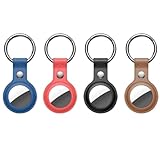 Leder-Schutzhülle für Apple Airtags – AirTag-Hülle mit Anti-Verlust-Schlüsselanhänger, schützende Airtag-Halterung, für Hunde, Schlüssel, Rucksäcke, mehrfarbig, 4 Stück