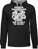 Fahrzeuge Fahrrad Bagger und Co. - Geboren um Traktor zu Fahren - S - Schwarz/Grau meliert - Trucker - JH003 - Hoodie zweifarbig und Kapuzenpullover für Herren und D