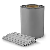 S SIENOC PVC Sichtschutz PVC Sichtschutzfolie Sichtschutzstreifen Garten Sichtschutz Zaun Inkl. 30 x Befestigungsclips 450g/m² -Roll Größe 35m x 19cm für Einzel-Bar, Doppel-Bar (35m, Grau)