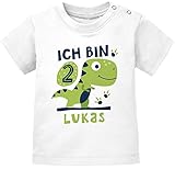 SpecialMe® Baby T-Shirt 1. Geburtstag ich Bin Schon 1 Geburtstagsshirt Geschenk für Einjährige Kurzarm Bio-Baumwolle 2 Jahre weiß 80/86 (10-15 Monate)