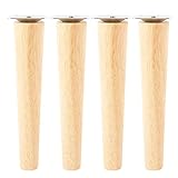 Möbelbeine aus Holz, 15 cm, konisch, Ersatzfüße mit 4 Anti-Rutsch-Matten und 4 Schrauben für Sofa, Tisch, Stuhl, Tee-Schrank, Winkel (15 cm, gerade Füße)