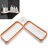 KFGJ Bathroom Corner Shelf No Drill, Badezimmereckregale Ohne Bohren, Bathroom Shower Caddy, Wall Corner Shelf Organiser with Hook Suction Function, 180 Degree Rotating 1Pcs Orang